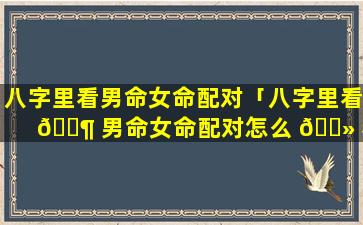 八字里看男命女命配对「八字里看 🐶 男命女命配对怎么 🌻 看」